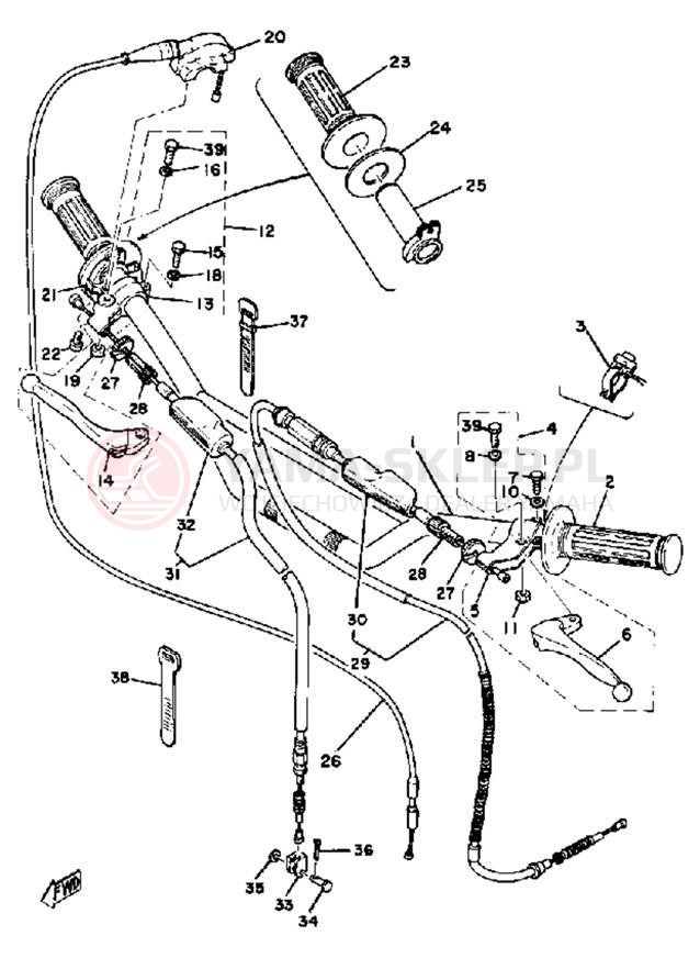 Schemat "Kierownica i osprzęt" do Yamaha YZ125C