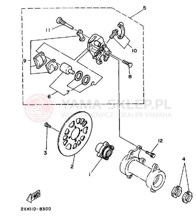 Schemat "Zacisk hamulcowy tylny" do Yamaha BANSHEE YFZ350U