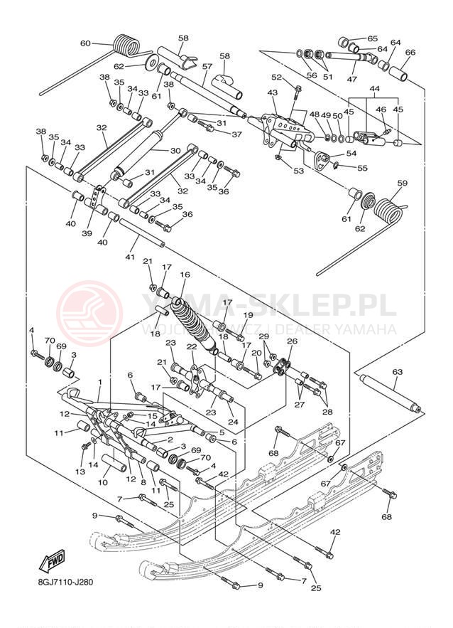 Schemat "Zawieszenie gąsiennicy" do Yamaha VENTURE LITE PZ50VTBL
