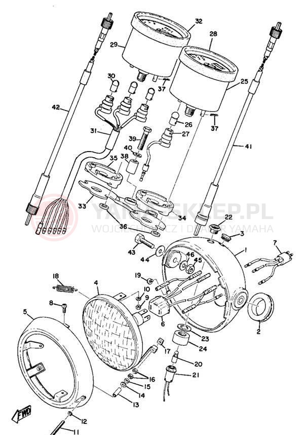 Schemat "Lampa przód i licznik" do Yamaha AT1C/CT1C/AT1MX