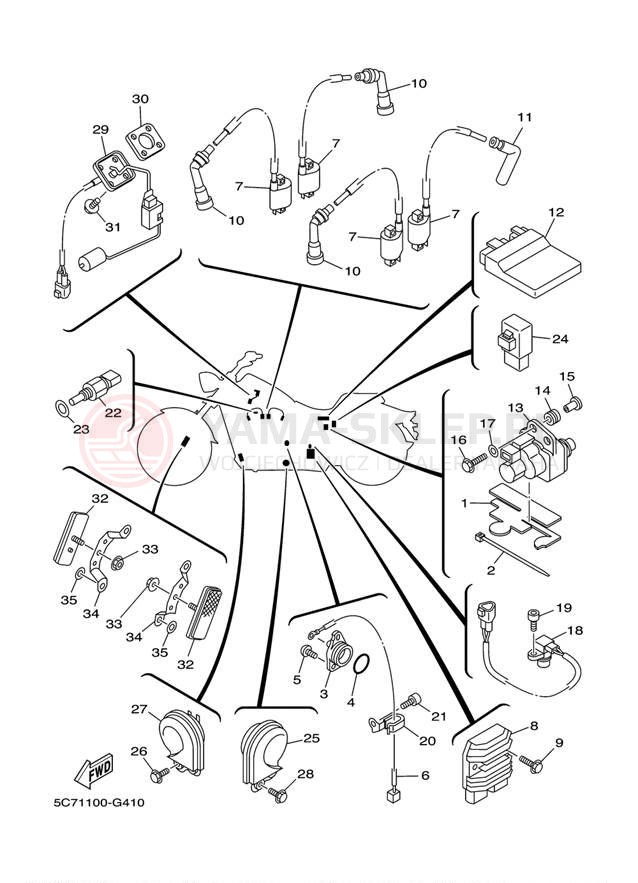 Schemat "układ elektryczny" do Yamaha RAIDER XV19CXCR/XV19CXR