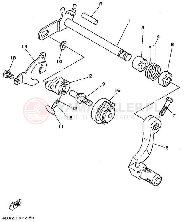 Schemat "Dźwignia zmiany biegów, wałek" do Yamaha YZ250F1