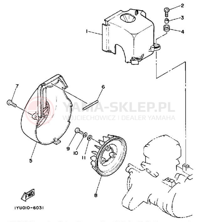 Schemat "Obudowa wentylatora" do Yamaha RAZZ SH50U/SH50MU
