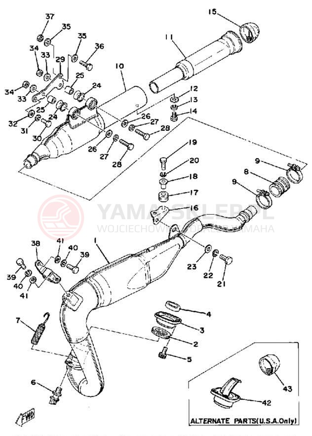 Schemat "Wydech końcowy" do Yamaha IT175F