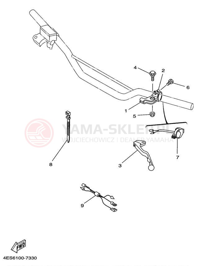 Schemat "Kierownica i osprzęt" do Yamaha YZ80 YZ80K1