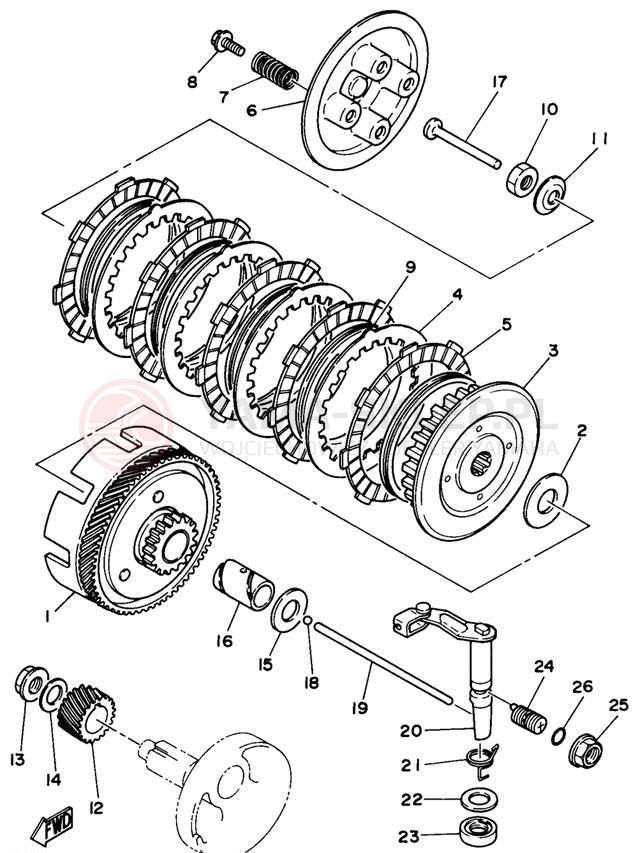 Schemat "sprzęgło" do Yamaha RT100H