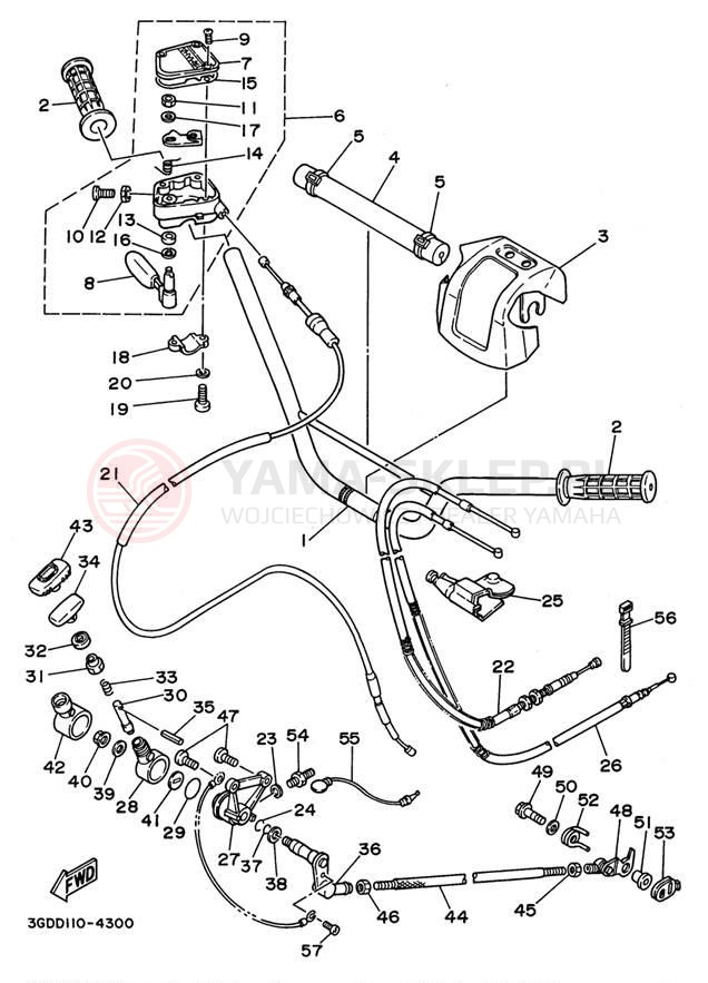 Schemat "Kierownica i osprzęt" do Yamaha WARRIOR YFM350XH_M