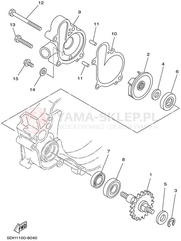 Schemat "Pompa wody" do Yamaha YZ125 YZ125P