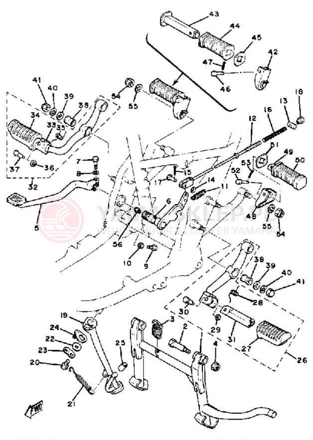 Schemat "Stopka postojowa i podnóżki" do Yamaha XS650G