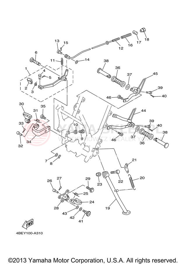 Schemat "Stopka postojowa i podnóżki" do Yamaha XT225 XT225V/XT225VC