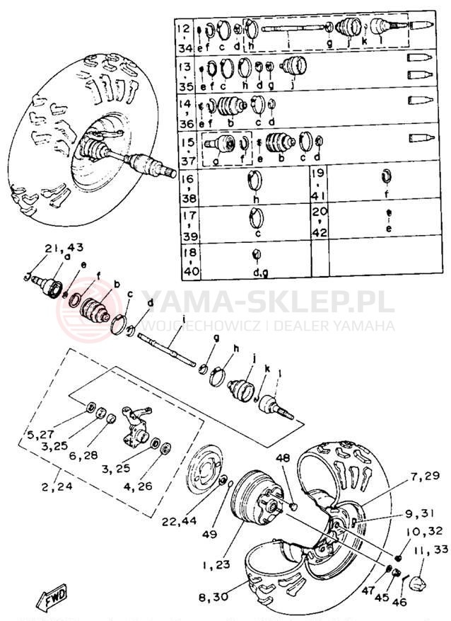 Schemat "Koło przód" do Yamaha BIG BEAR 4WD YFM350FWE