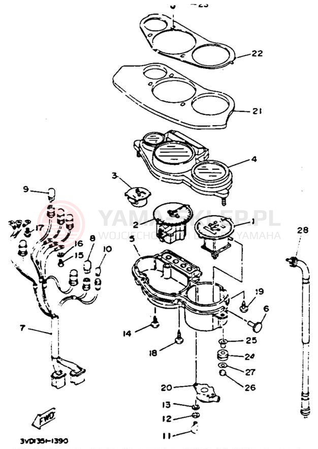 Schemat "licznik" do Yamaha TDM850 TDM850DC/TDM850D