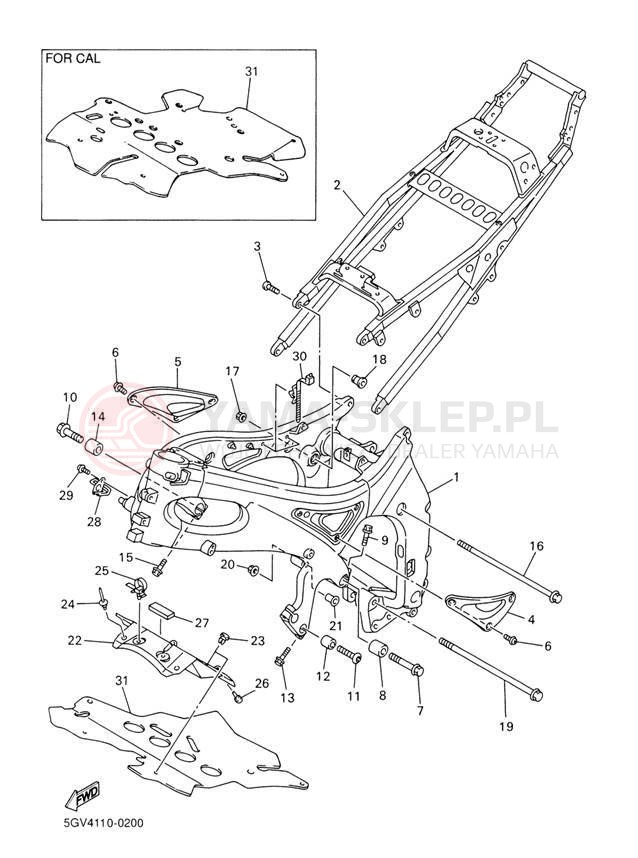 Schemat "rama" do Yamaha R6 YZFR6M/YZFR6MC