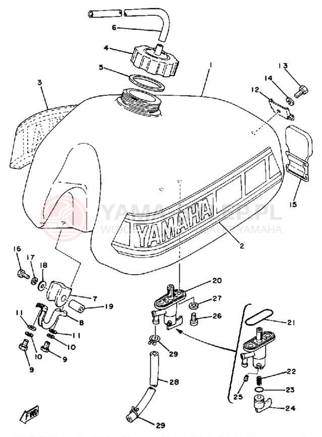 Schemat "zbiornik paliwa" do Yamaha YZ400F