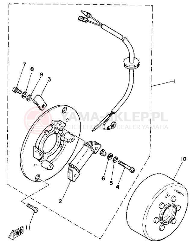 Schemat "prądnica" do Yamaha Y-ZINGER PW80D