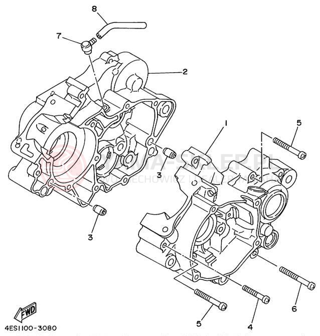Schemat "Obudowa silnika" do Yamaha YZ80 YZ80L
