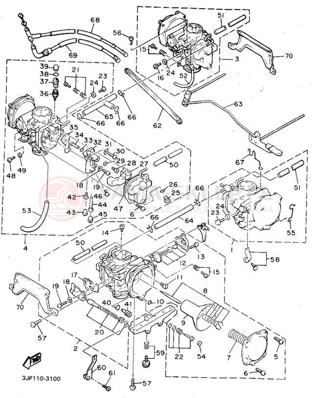 Schemat "Gaźnik" do Yamaha V-MAX 1200 VMX12FC/VMX12F