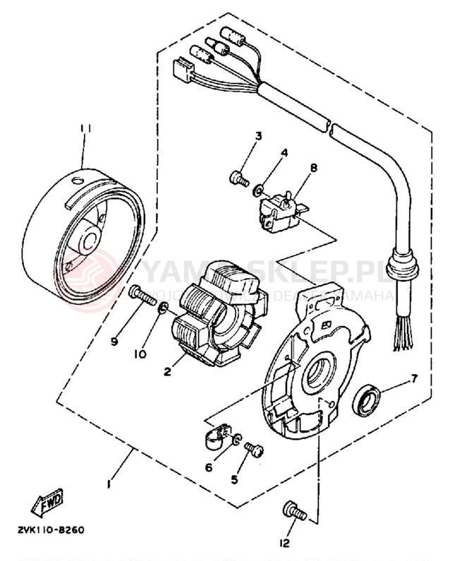 Schemat "prądnica" do Yamaha JOG CG50A