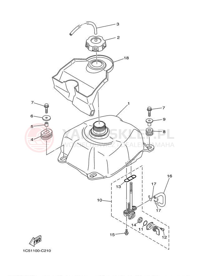 Schemat "zbiornik paliwa" do Yamaha GRIZZLY 125 YFM125S