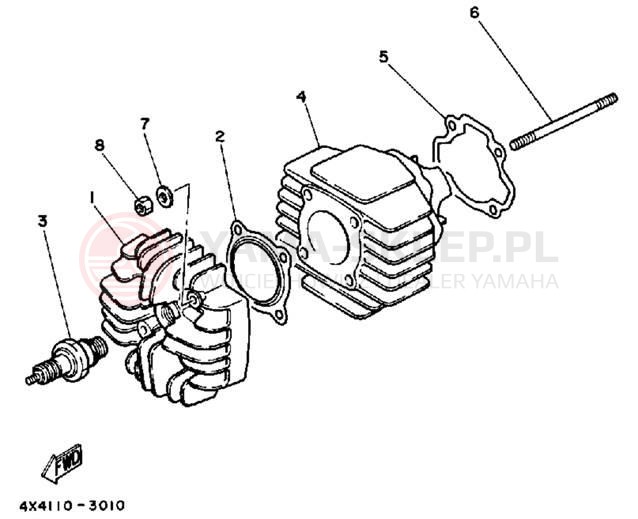 Schemat "cylinder" do Yamaha Y-ZINGER PW50S