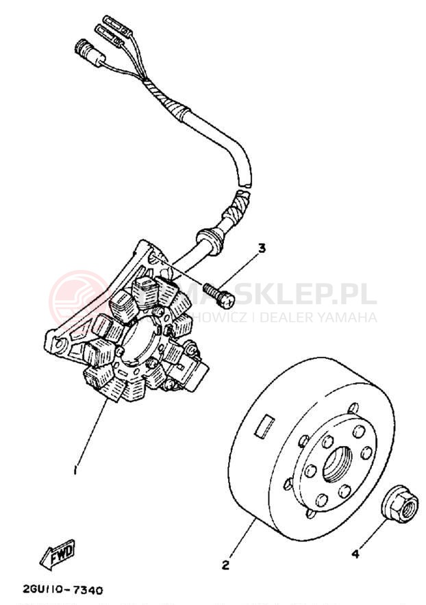 Schemat "prądnica" do Yamaha YFZ350T