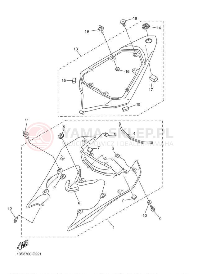 Schemat "Pokrywa boczna" do Yamaha YZFR6 YZFR6YCO/YZFR6YO