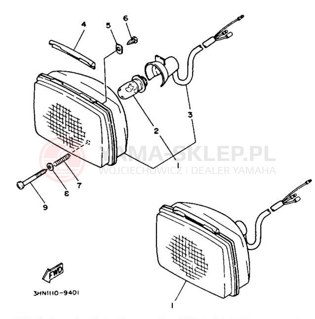 Schemat "Lampa przód" do Yamaha BIG BEAR 4WD YFM350FWE