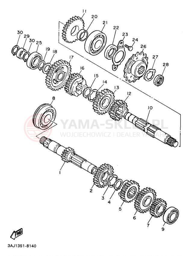 Schemat "Skrzynia biegów " do Yamaha XT600EAC/XT600EA