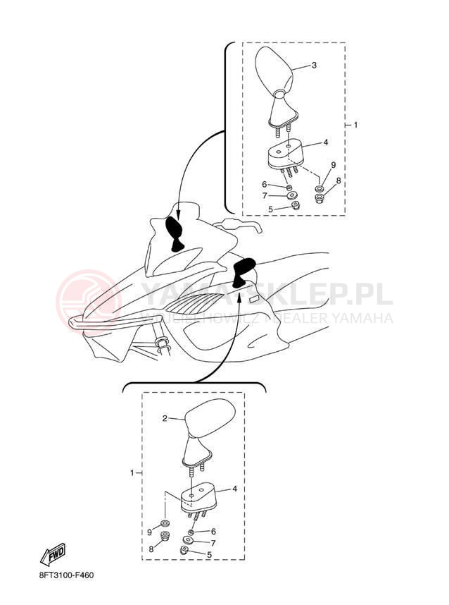 Schemat "Lusterko wsteczne" do Yamaha RS VECTOR RS90PER/RS90PEL