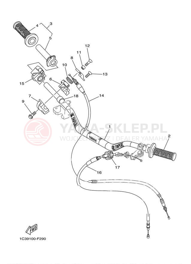 Schemat "Kierownica i osprzęt" do Yamaha YZ250 YZ250Z