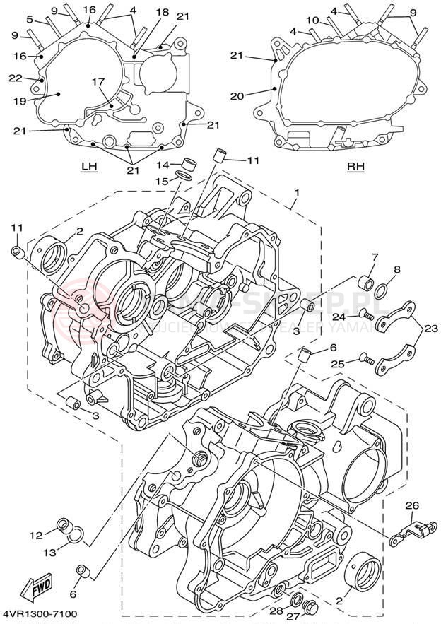 Schemat "Obudowa silnika" do Yamaha V-STAR CUSTOM XVS650NC/XVS650N
