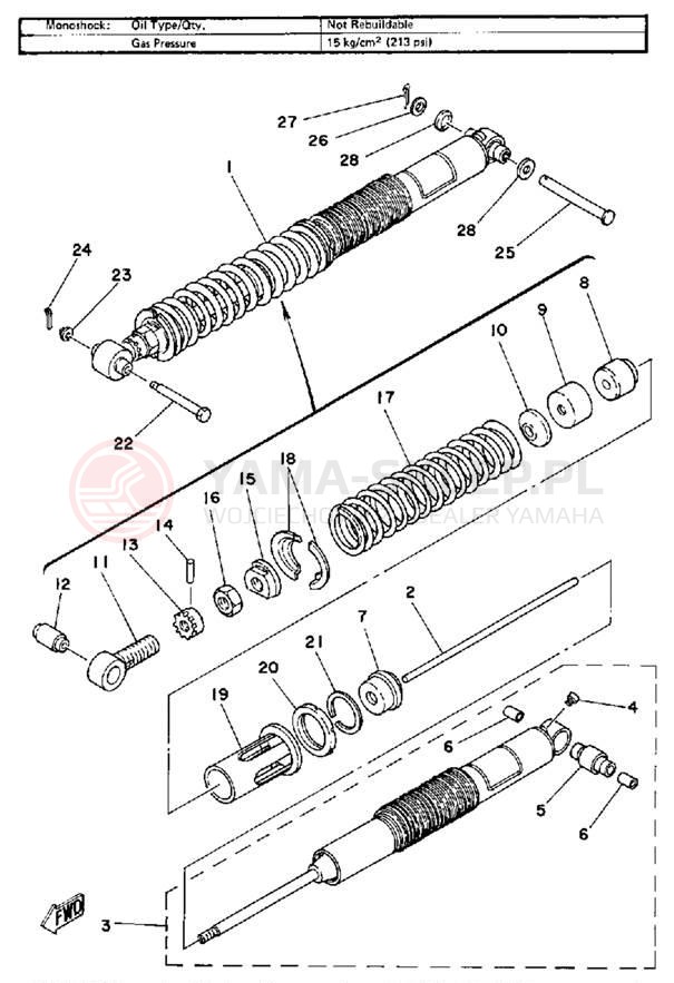 Schemat "zawieszenie tył" do Yamaha IT425G