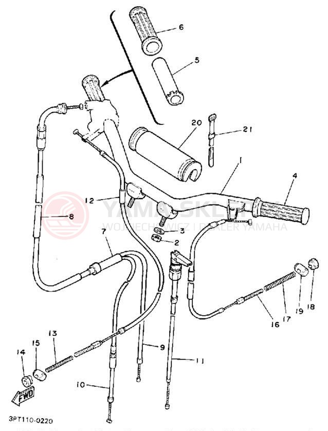 Schemat "Kierownica i osprzęt" do Yamaha Y-ZINGER PW50B