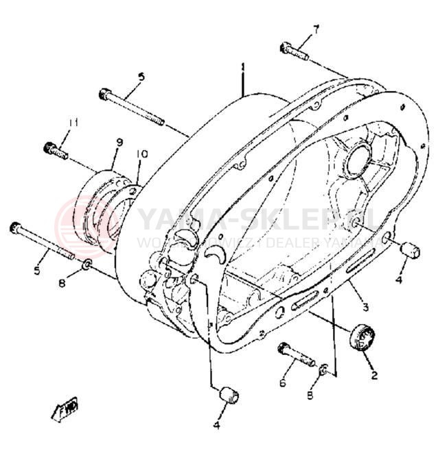 Schemat "Pokrywa silnika" do Yamaha XS650SH