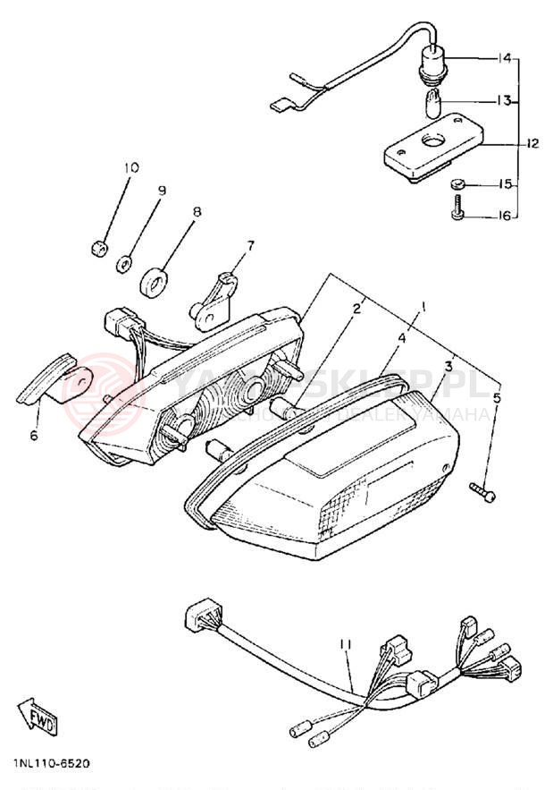 Schemat "lampa tył" do Yamaha XVZ13DT/XVZ13DTC