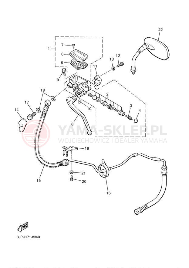 Schemat "Pompa hamulcowa przednia" do Yamaha V-MAX CA VMX12W1C/VMX12W1