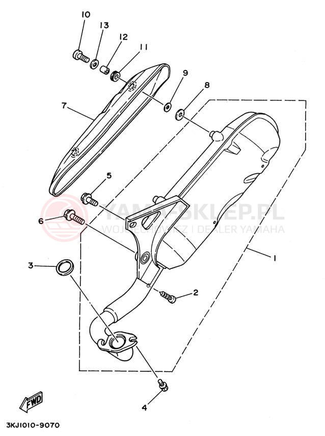 Schemat "Wydech końcowy" do Yamaha JOG CY50L