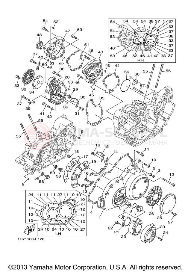 Schemat "Pokrywa silnika" do Yamaha STRATOLINER XV19CTV/XV19CTVC