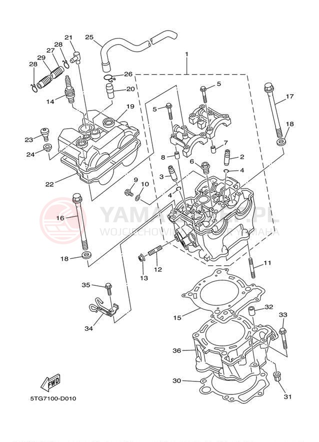 Schemat "cylinder" do Yamaha YFZ450 YFZ450T