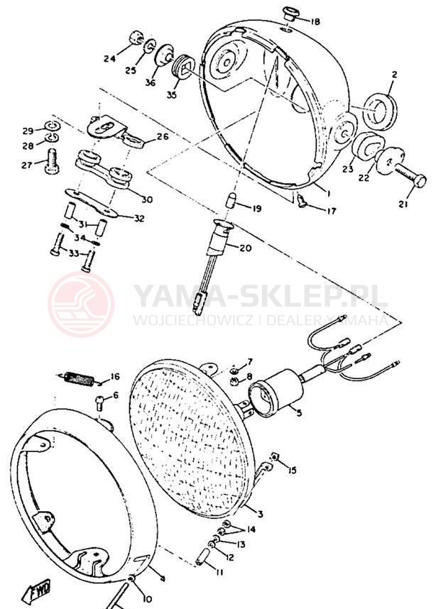 Schemat "Lampa przód" do Yamaha XS1B