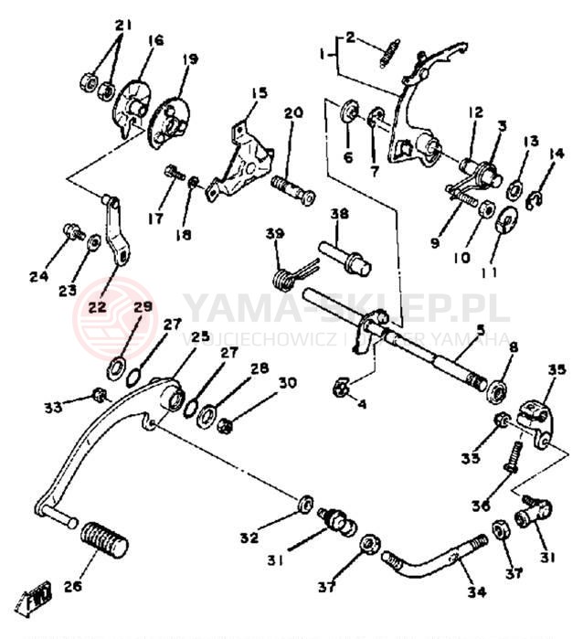 Schemat "Dźwignia zmiany biegów" do Yamaha YT125G