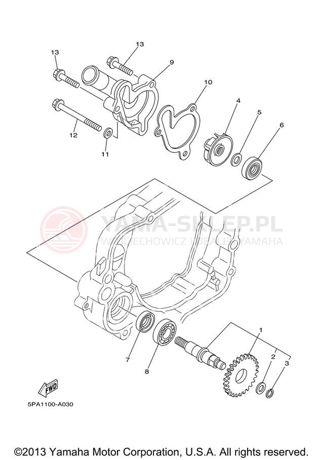 Schemat "Pompa wody" do Yamaha YZ85 YZ85V