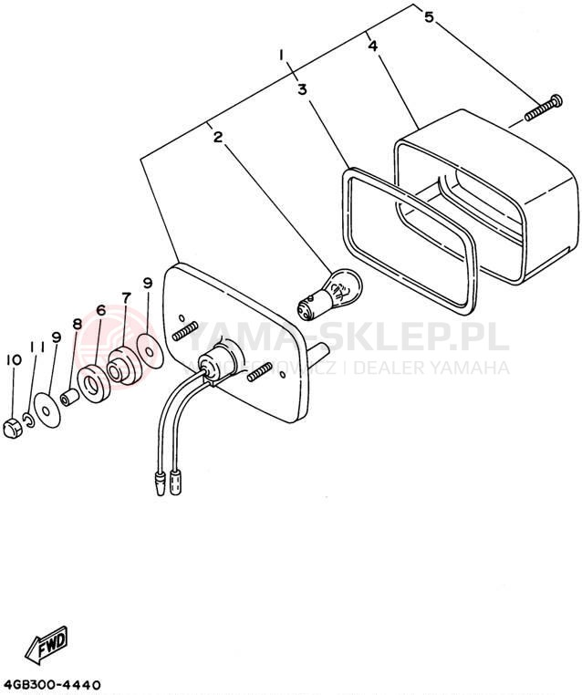 Schemat "Oświetlenie tył" do Yamaha YFM35FXG_M