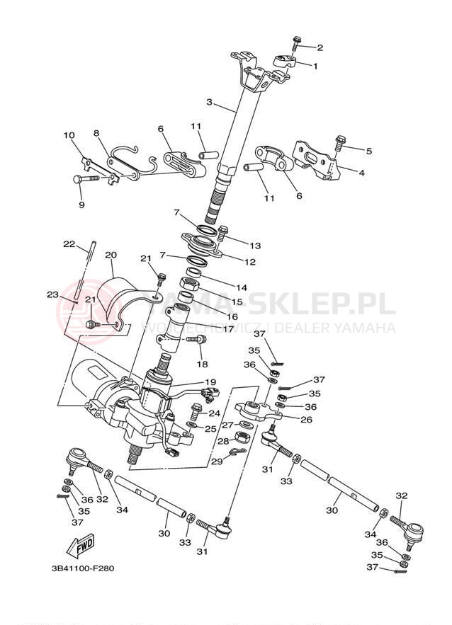 Schemat "Półki zawieszenia" do Yamaha GRIZZLY 700 DUCKS YFM7FGPDUW