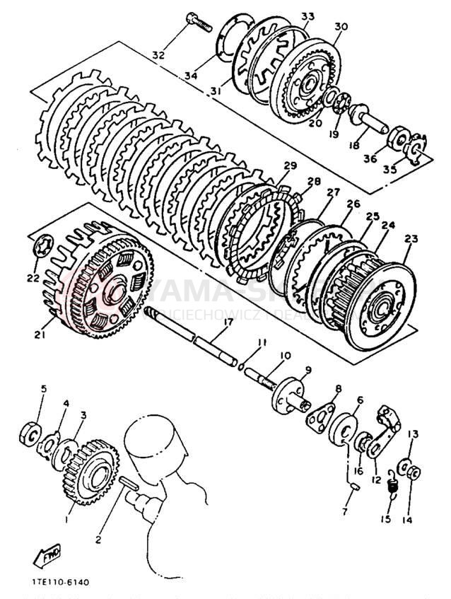 Schemat "sprzęgło" do Yamaha VIRAGO 1100 XV1100D/XV1100DC