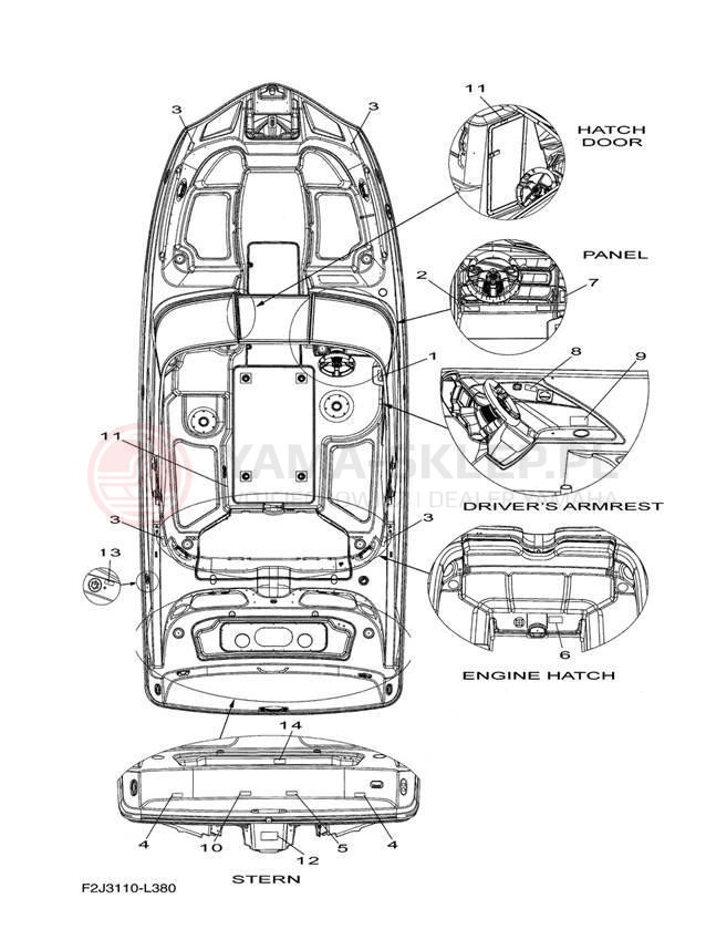 Schemat "naklejki" do Yamaha SX210 LAT1100BM