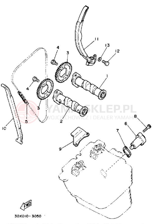 Schemat "Rozrząd - łańcuszek" do Yamaha TT350S