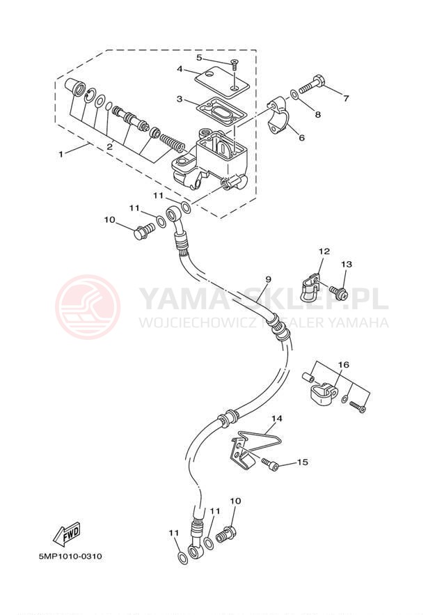 Schemat "Pompa hamulcowa przednia" do Yamaha XT225 XT225RC/XT225R