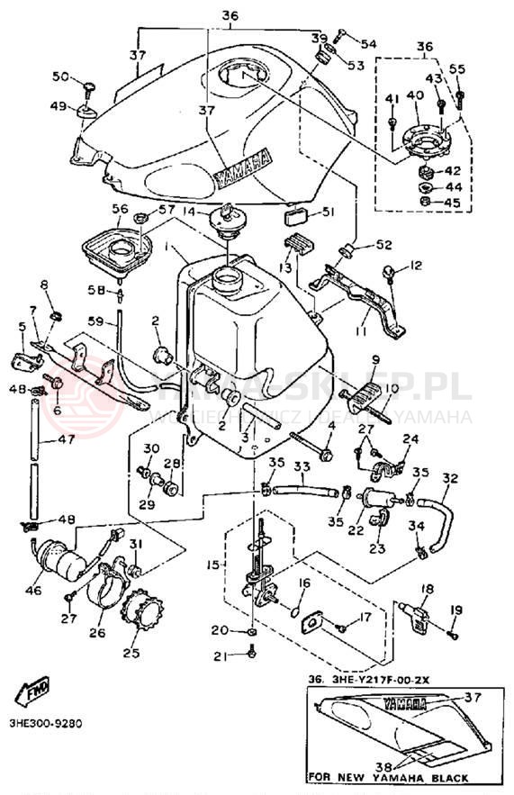 Schemat "zbiornik paliwa" do Yamaha FZR600AC