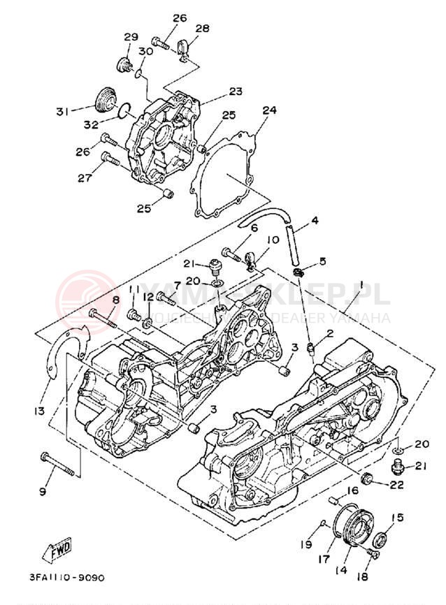 Schemat "Obudowa silnika" do Yamaha YFA1D